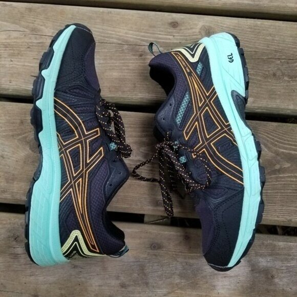 Asics Gel-Venture 7 Running Athletic Shoes Sneakers Black Orange Pop Woman's 9 - Picture 4 of 10